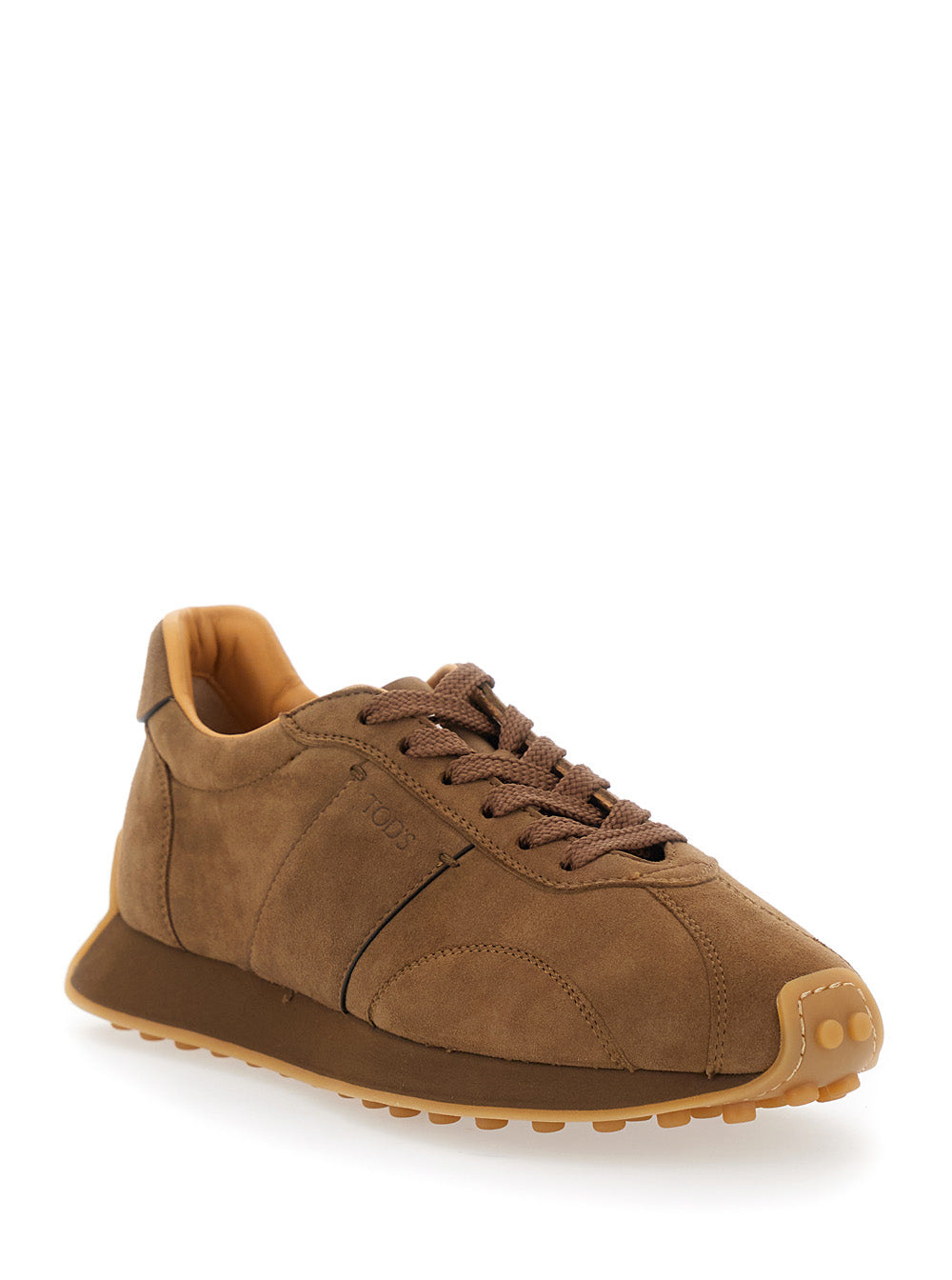 Tod's Women Brown Low Top Sneakers With Cleat Details On Heel And Sole In Leather Woman