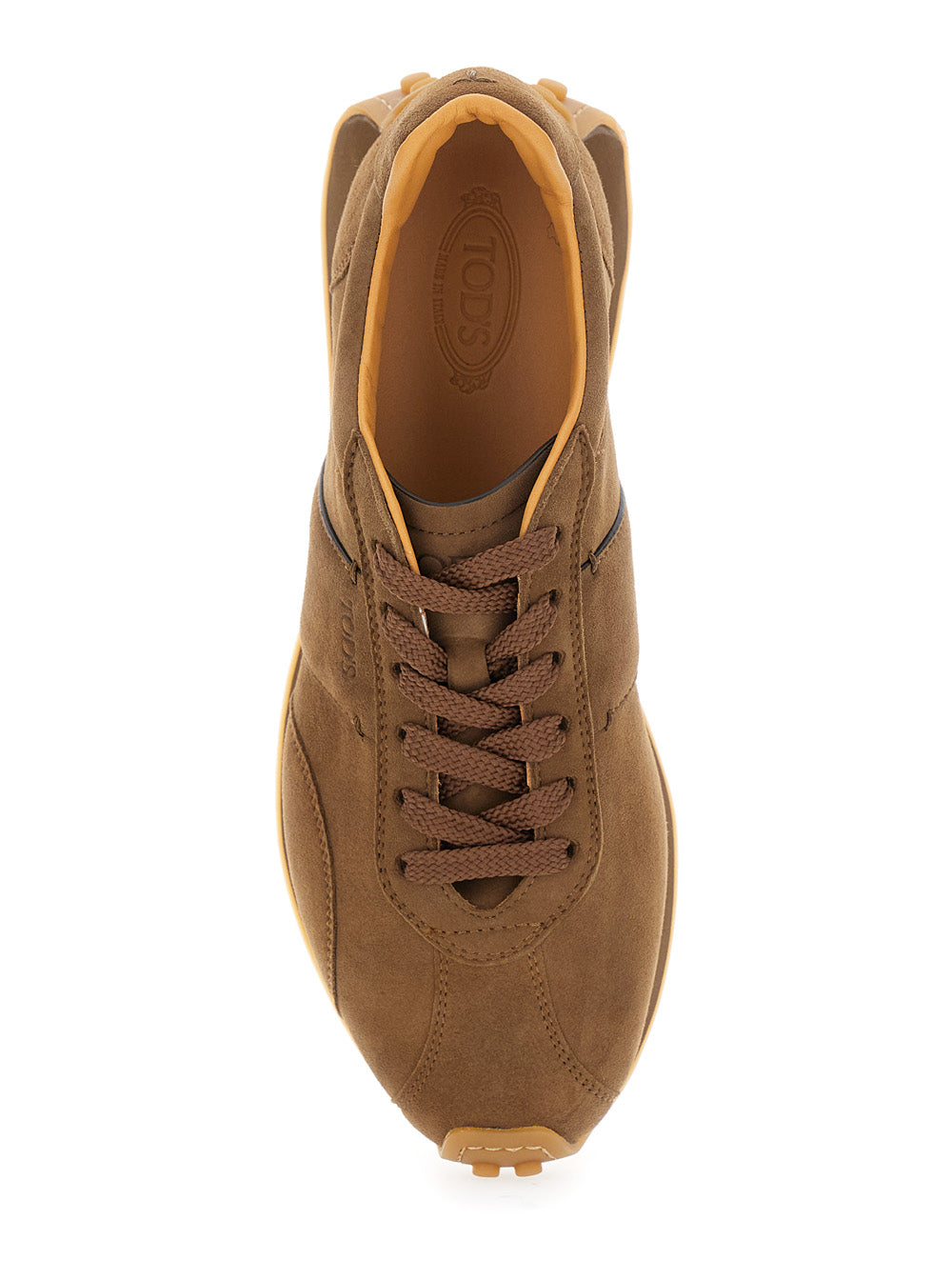 Tod's Women Brown Low Top Sneakers With Cleat Details On Heel And Sole In Leather Woman