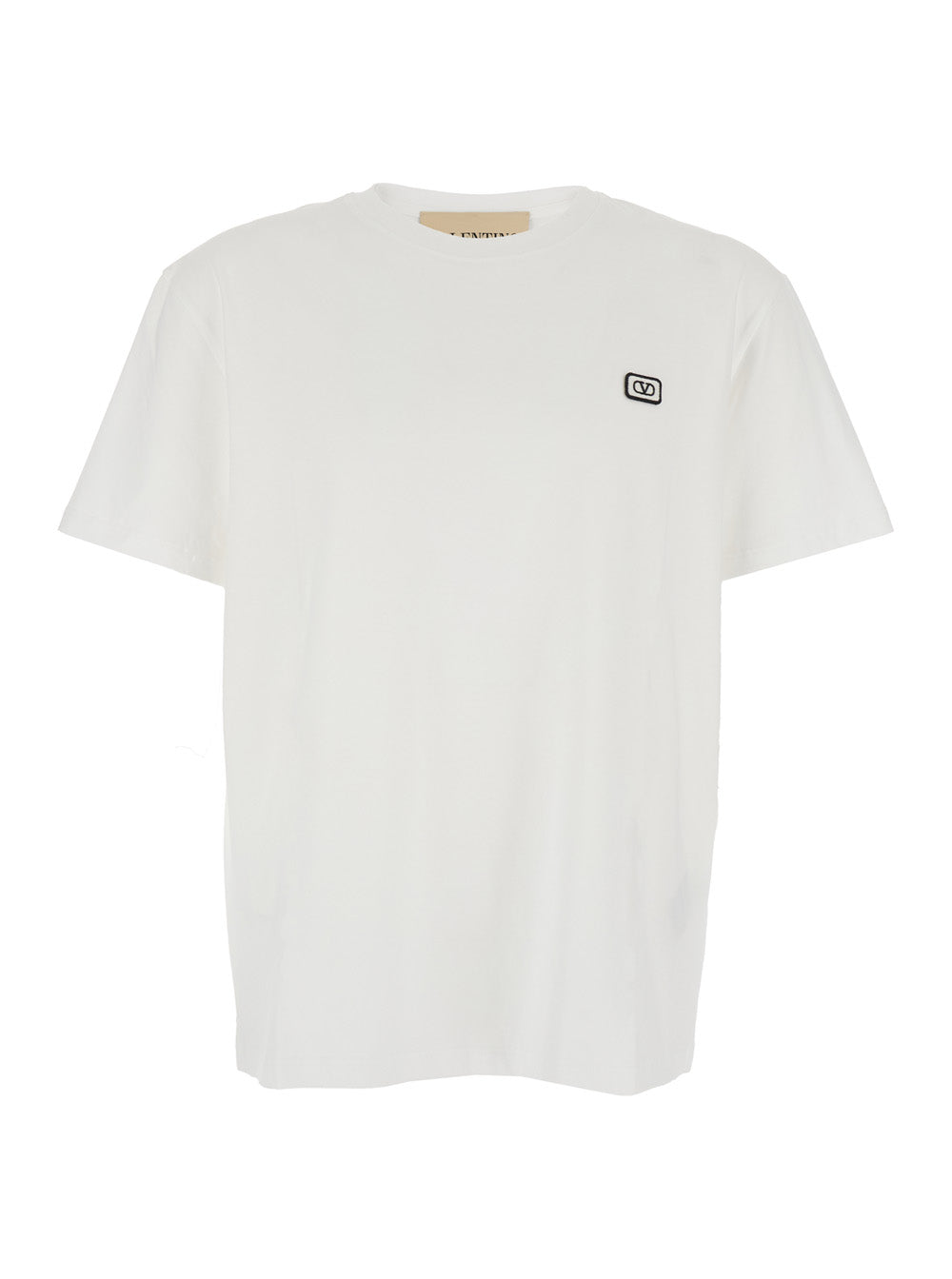 Valentino Men White Crewneck T-Shirt With Vlogo On The Front In Cotton Man