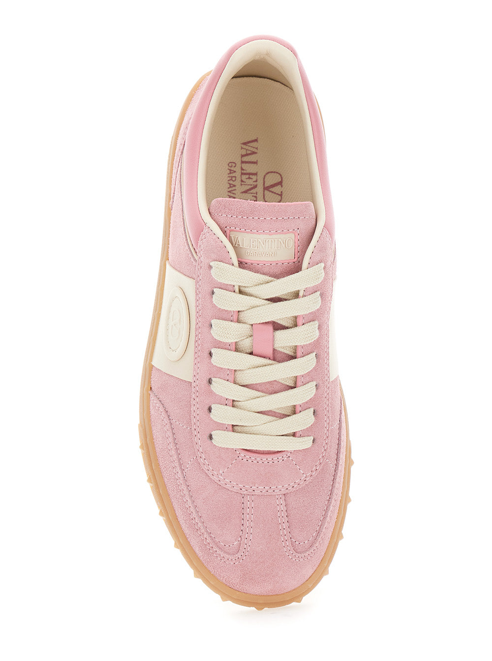 Valentino Garavani Women 'Upvillage' Pink Low Top Sneakers With Logo Patch On The Tongue And Rockstud Embellishments On The Sole In Leather Woman