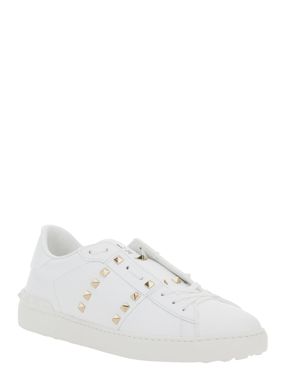 Valentino Garavani Men White Low Top Sneakers With Logo Patch On The Tongue And Rockstud Embellishments In Leather Man