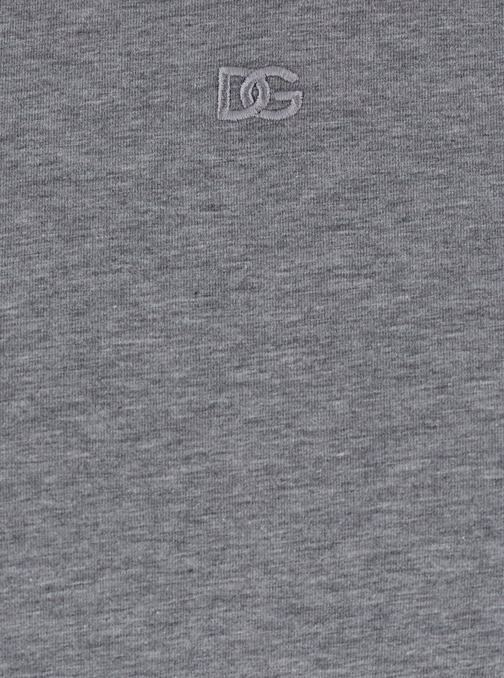 Dolce & Gabbana Men Grey Crewneck T-Shirt With Tonal Logo Lettering Embroidery On The Front In Cotton Stretch Man