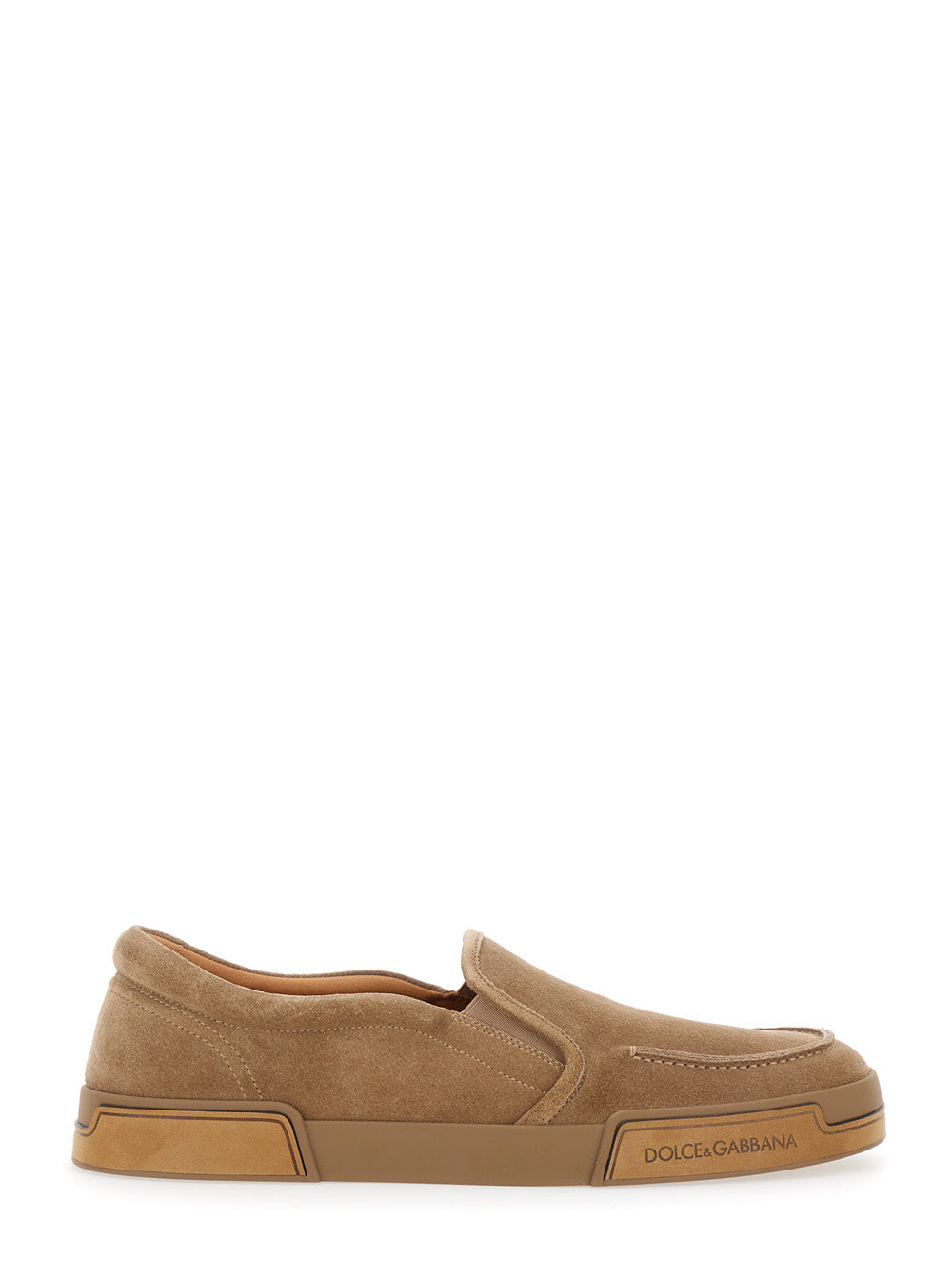 Dolce & Gabbana Men 'Portofino' Brown Sneakers With Logo Lettering On The Sole In Suede Woman