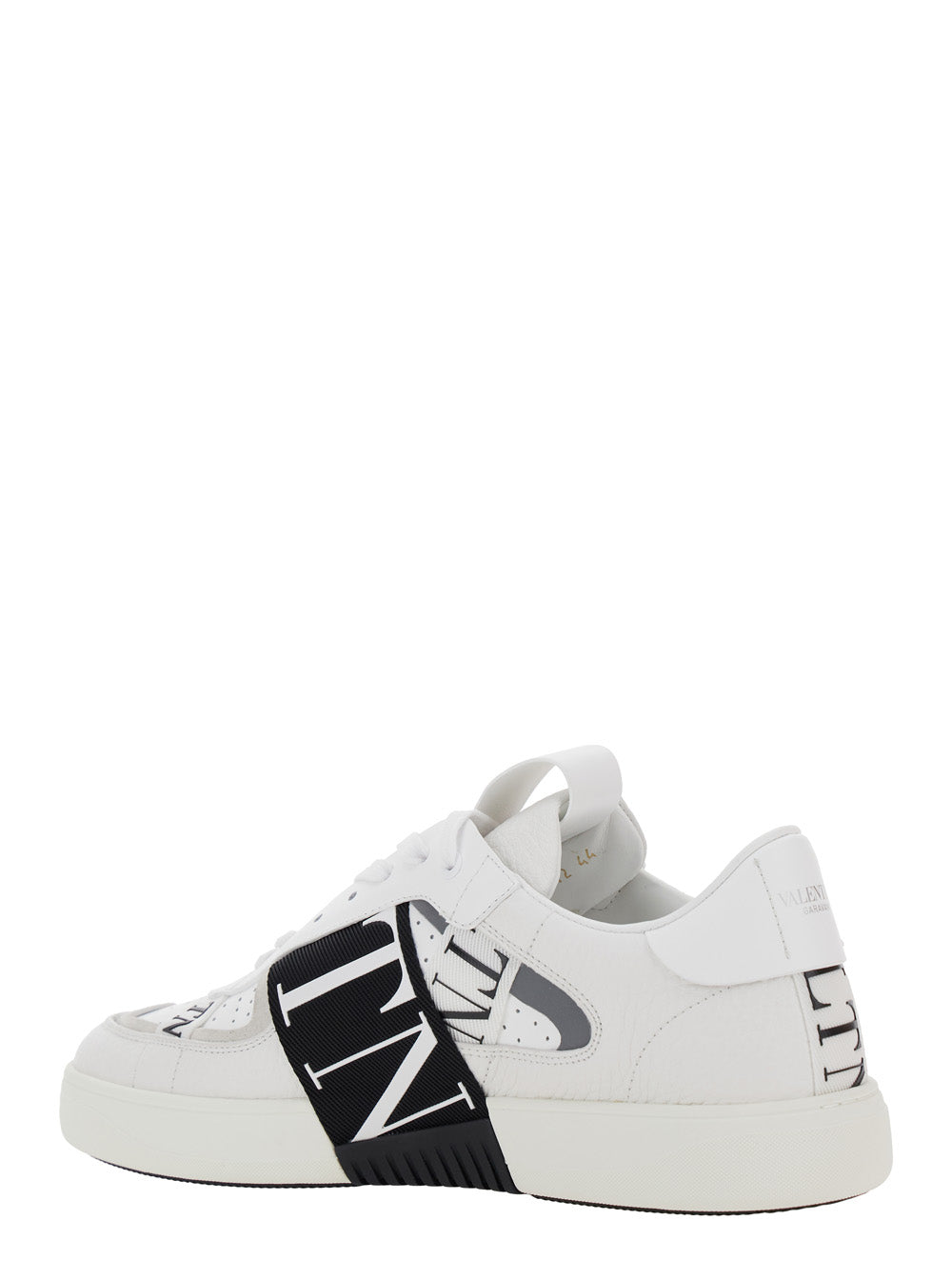 Valentino Garavani Men White Low Top Sneakers With Contrasting Band With Logo Lettering In Leather Man