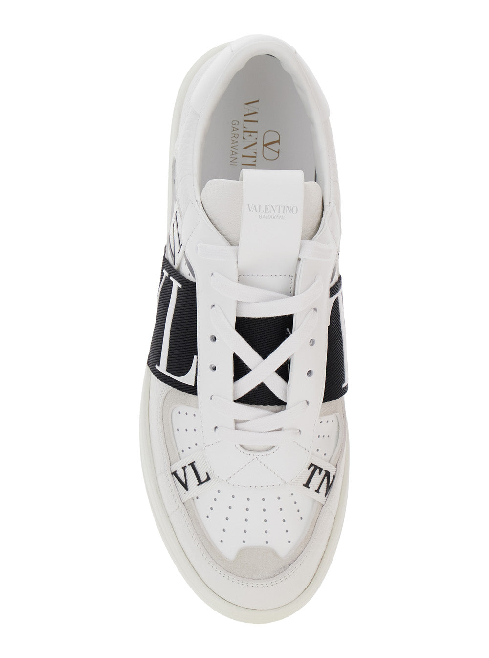 Valentino Garavani Men White Low Top Sneakers With Contrasting Band With Logo Lettering In Leather Man