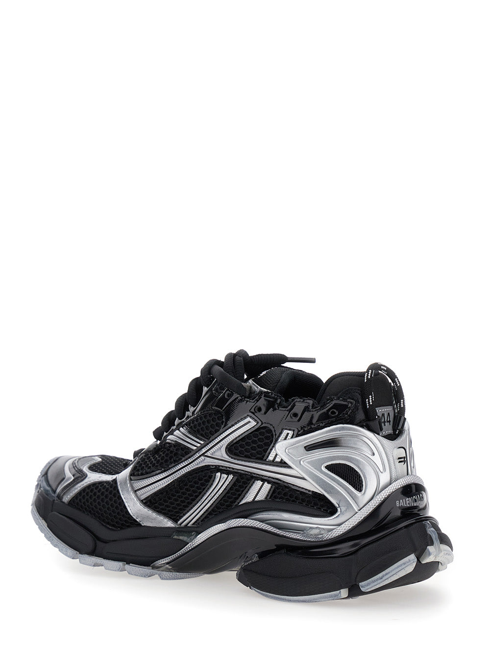 Balenciaga Men 'Runner' Black Low Top Sneakers With Logo Embroidery In Mesh And Tech Fabric Man