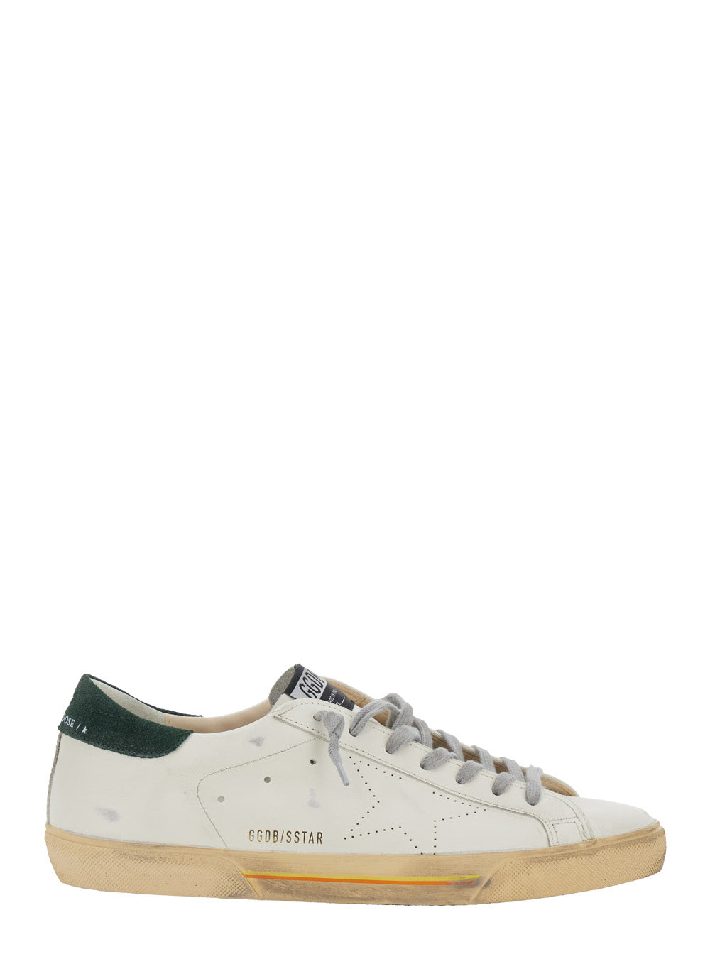 Golden Goose Men 'Superstar' White Low Top Sneakers With Contrasting Heel And Logo Patch On The Tongue In Leather Man