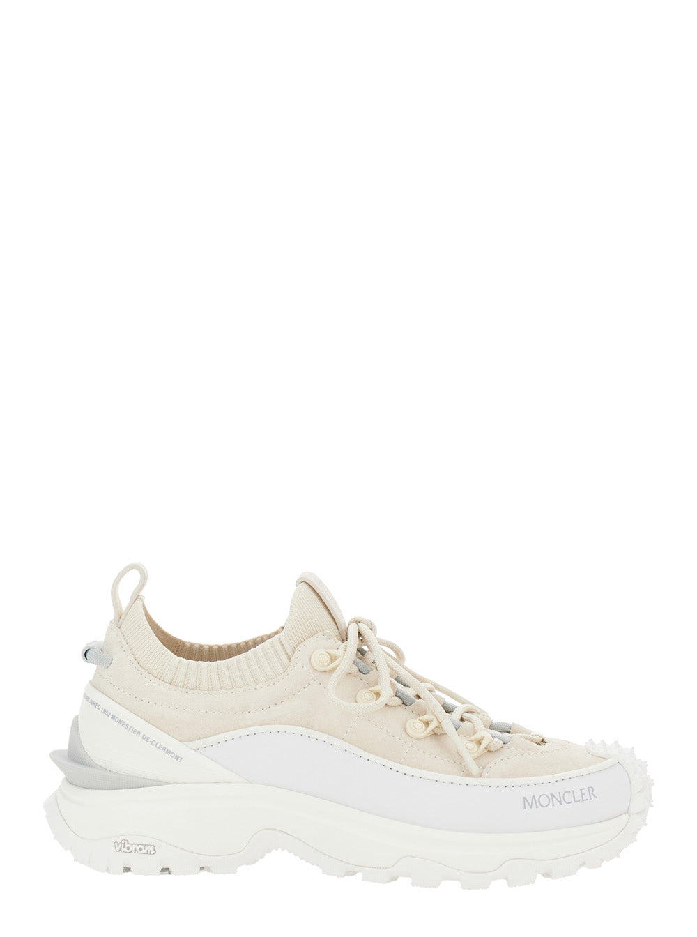 Moncler Women 'Trailgrip Lite3' Beige Low Top Sneakers With Logo Patch On The Tongue And Logo Detail On The Rear In Leather Woman