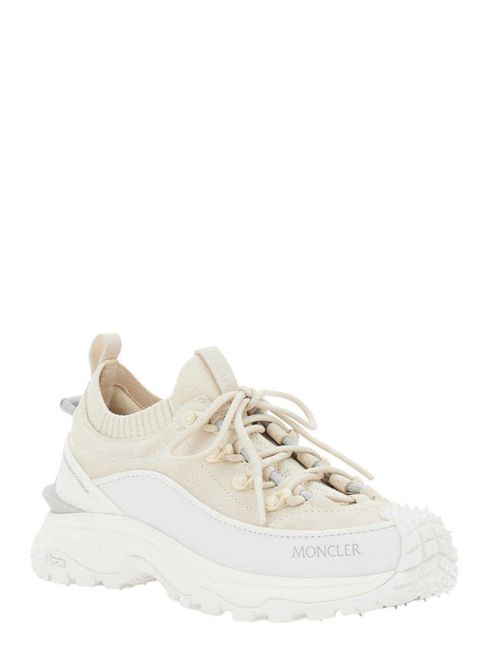 Moncler Women 'Trailgrip Lite3' Beige Low Top Sneakers With Logo Patch On The Tongue And Logo Detail On The Rear In Leather Woman