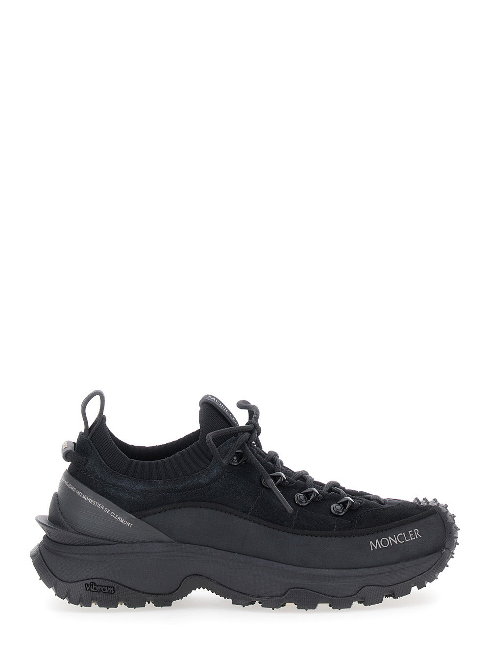 Moncler Women 'Trailgrip Lite3' Black Low Top Sneakers With Logo Patch On The Tongue And Logo Detail On The Rear In Leather Woman
