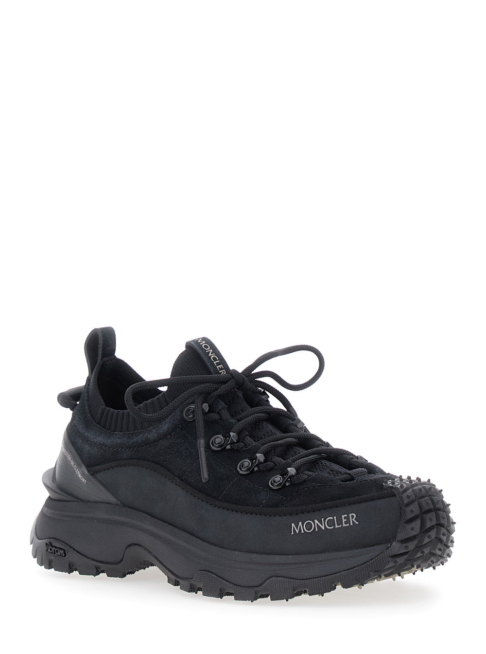 Moncler Women 'Trailgrip Lite3' Black Low Top Sneakers With Logo Patch On The Tongue And Logo Detail On The Rear In Leather Woman