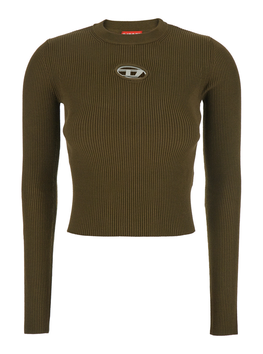 Diesel Women 'M-Valari' Cropped Long-Sleeve Crewneck T-Shirt With Logo On The Front In Viscose Blend Woman