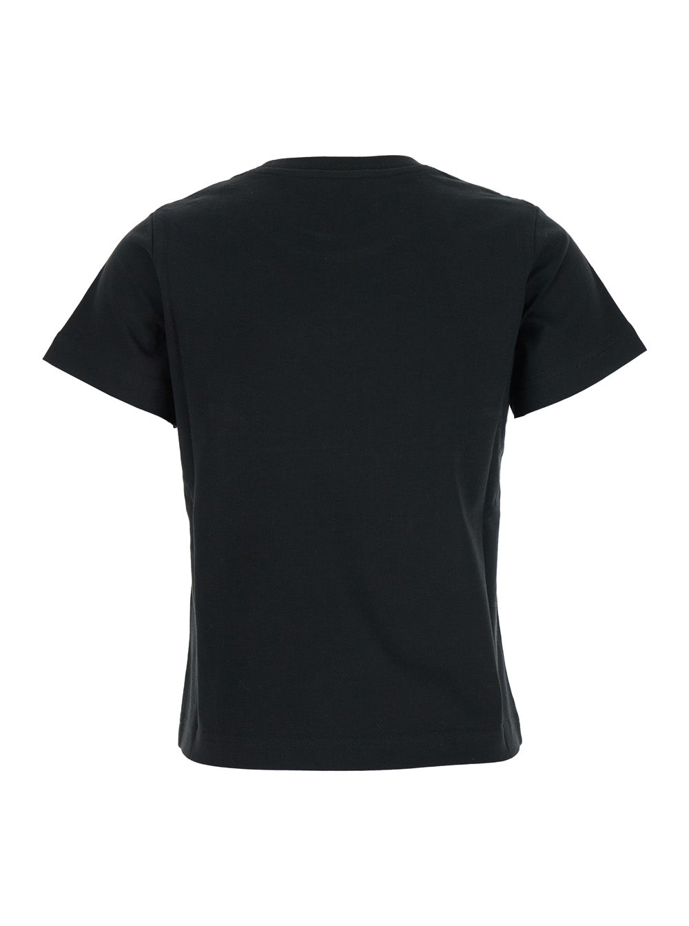 Moncler Women Black Crewneck T-Shirt With Logo On The Front In Cotton Woman