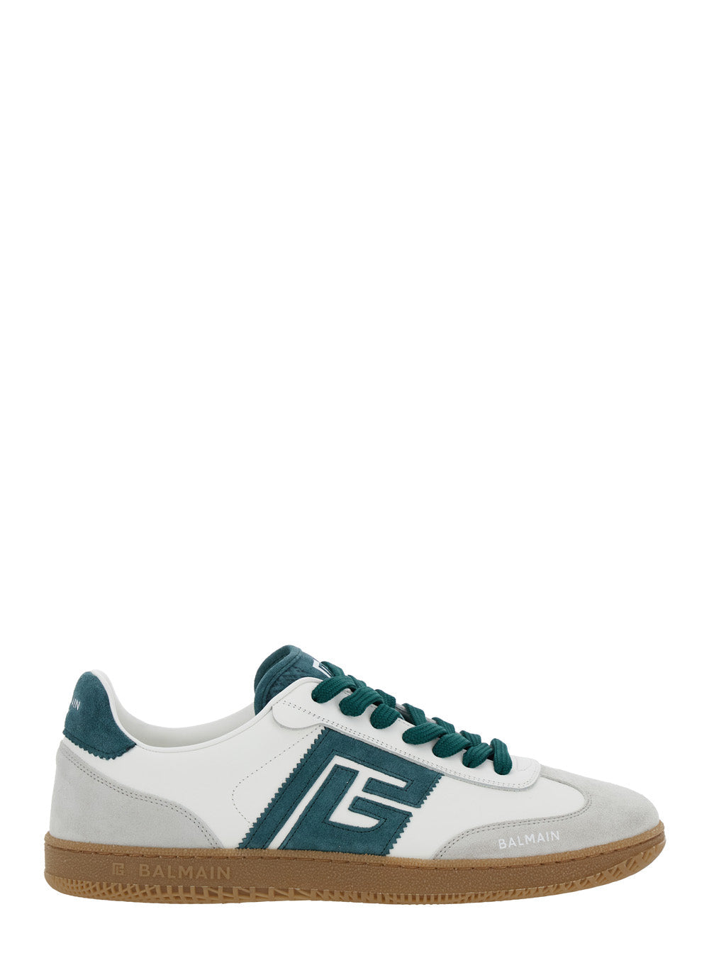 Balmain Men 'Swan' White Low Top Sneakers With Logo On The Side And Contrasting Heel With Logo Lettering In Leather Man