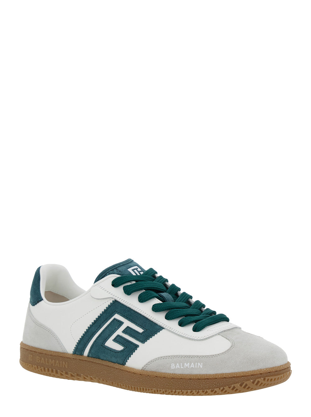 Balmain Men 'Swan' White Low Top Sneakers With Logo On The Side And Contrasting Heel With Logo Lettering In Leather Man