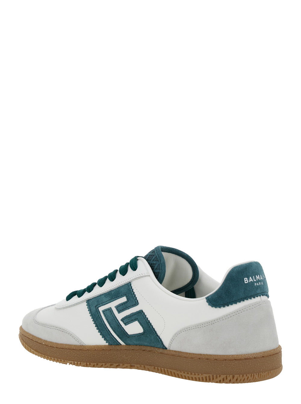 Balmain Men 'Swan' White Low Top Sneakers With Logo On The Side And Contrasting Heel With Logo Lettering In Leather Man