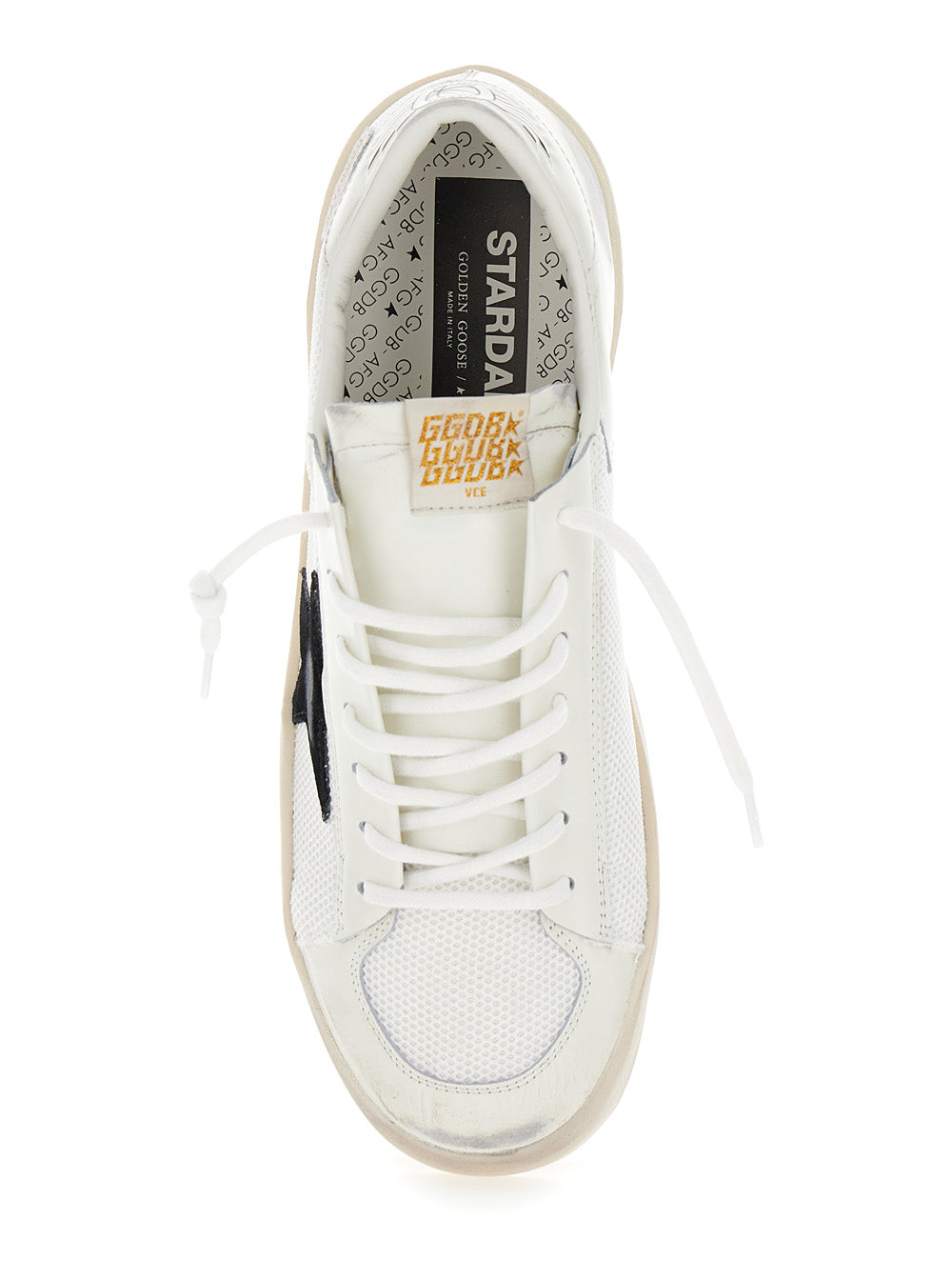 Golden Goose Men 'Stardan' White Low Top Sneakers With Star Patch In Leather And Fabric Man