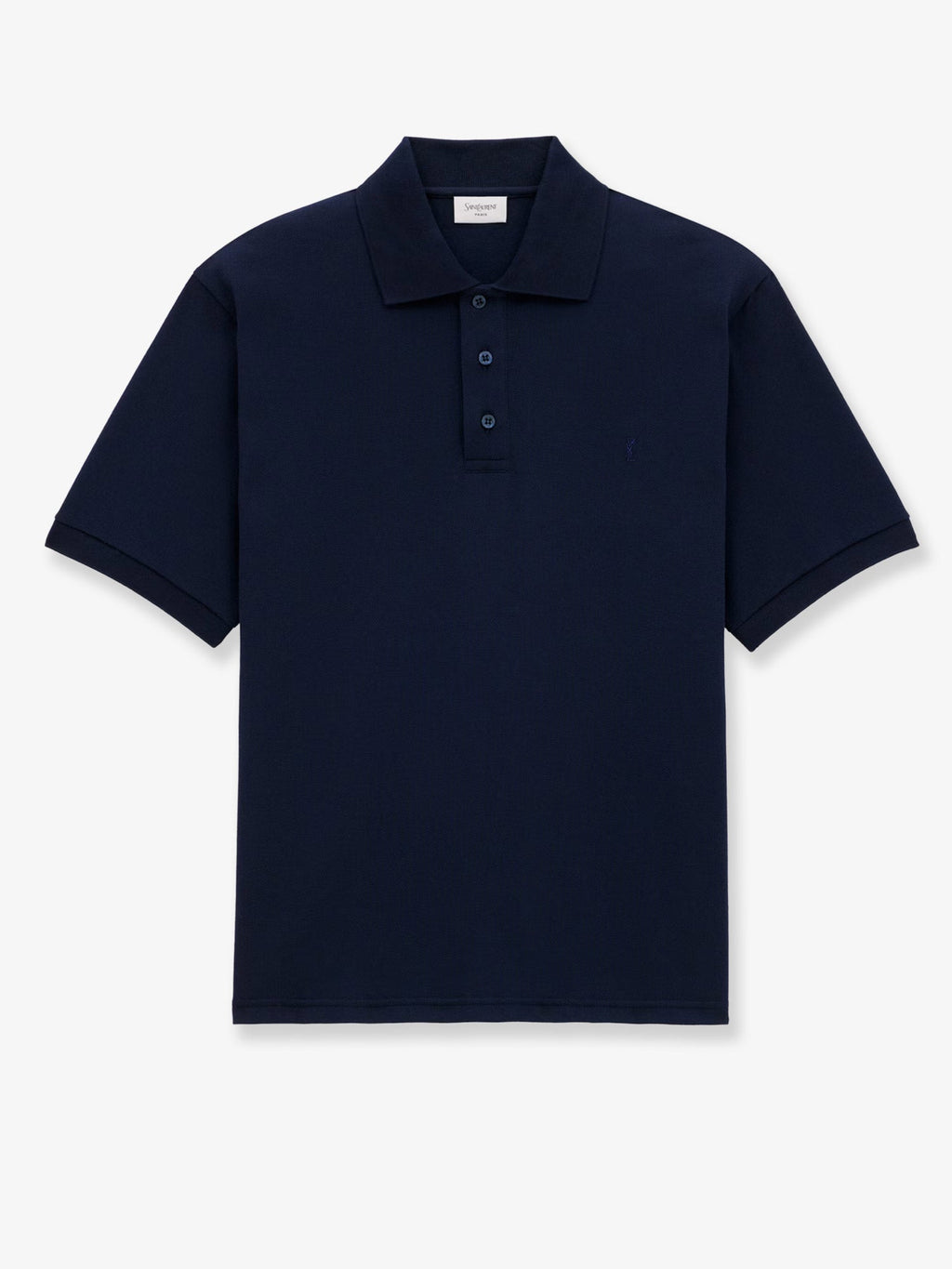 Saint Laurent Men Recycled Material Polo Shirt With Cassandre Embroidery
