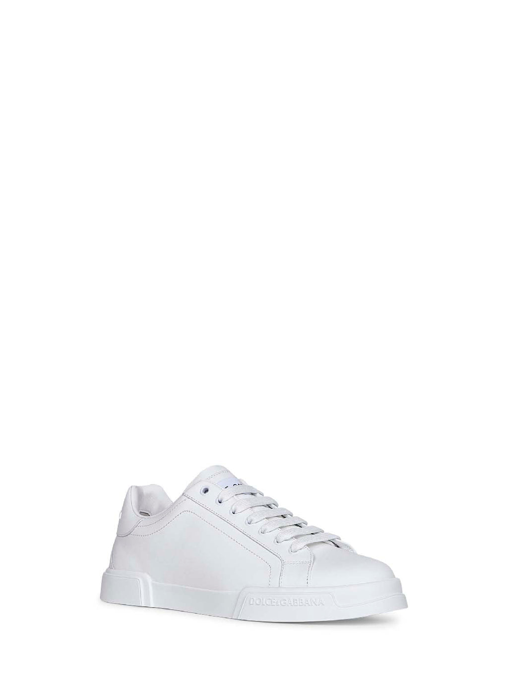 Dolce & Gabbana Men White Calf Leather Portofino Sneakers<Br/>
