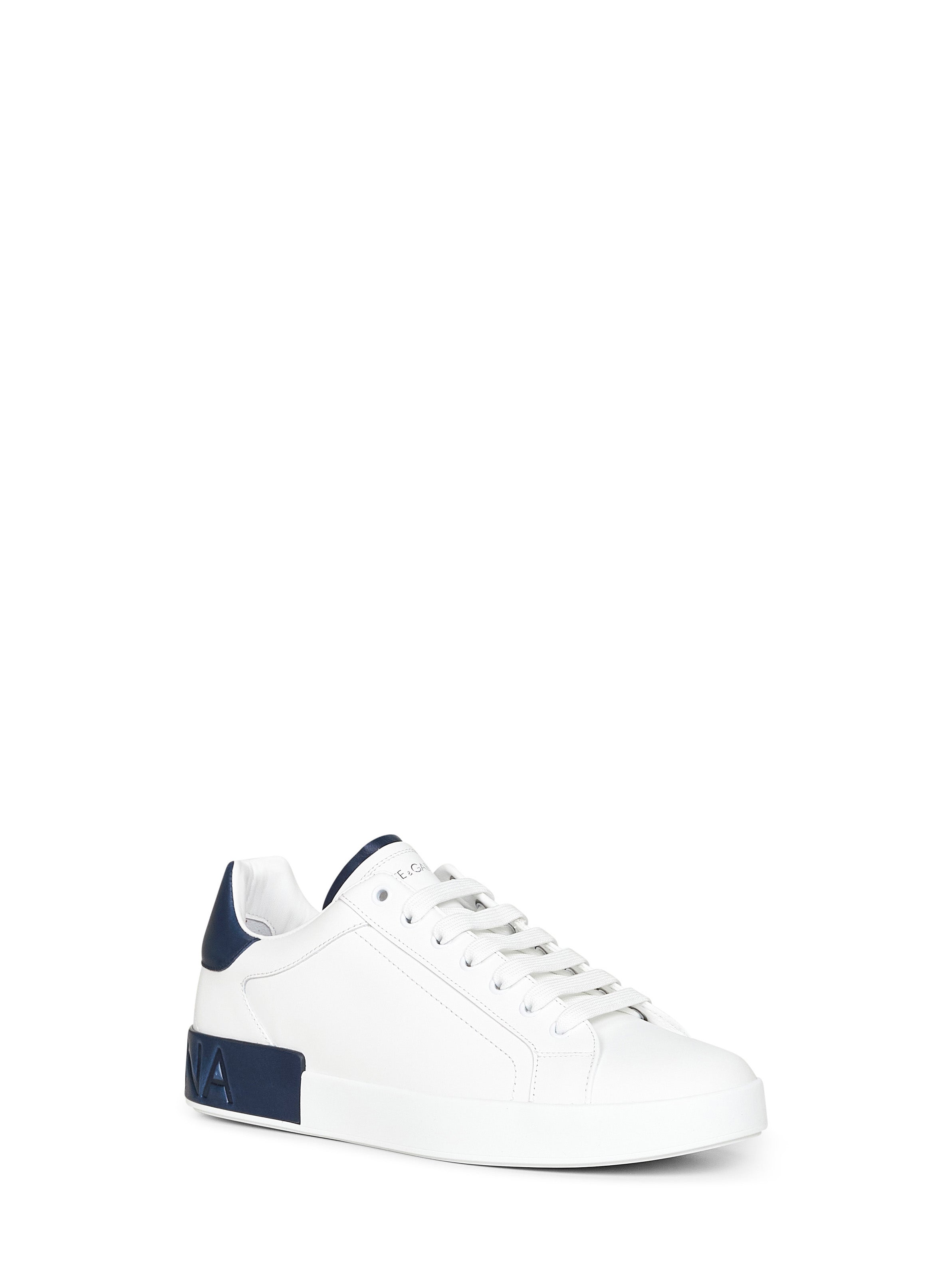 Dolce & Gabbana Men White Calf Leather Portofino Sneakers