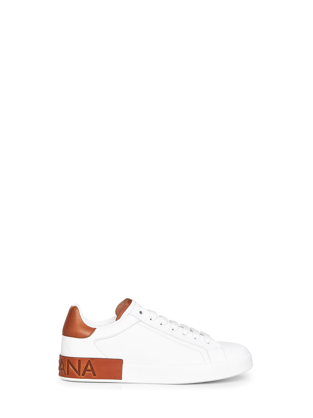 Dolce & Gabbana Men White Calf Leather Portofino Sneakers