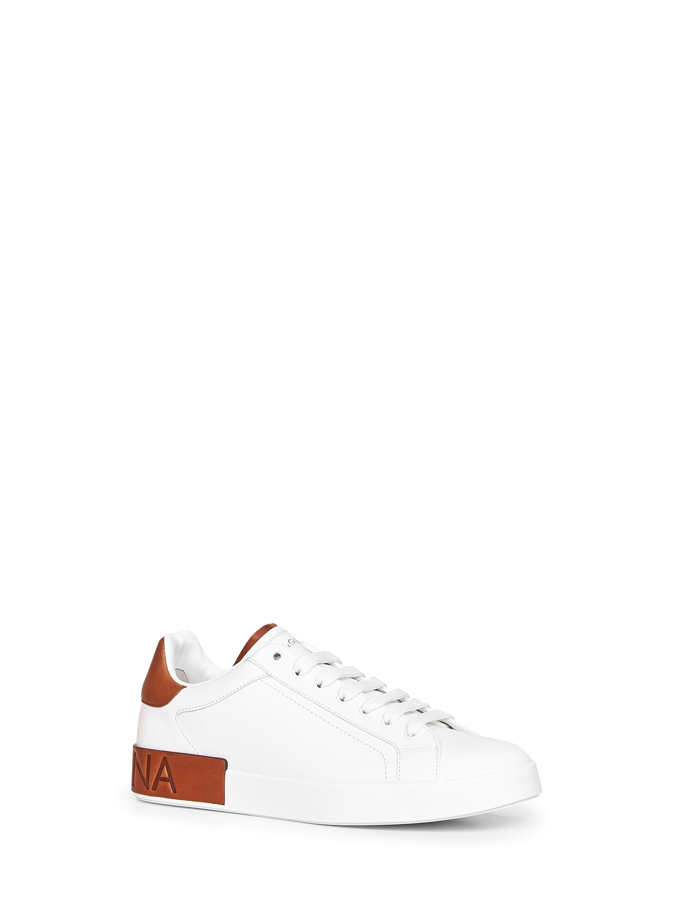 Dolce & Gabbana Men White Calf Leather Portofino Sneakers