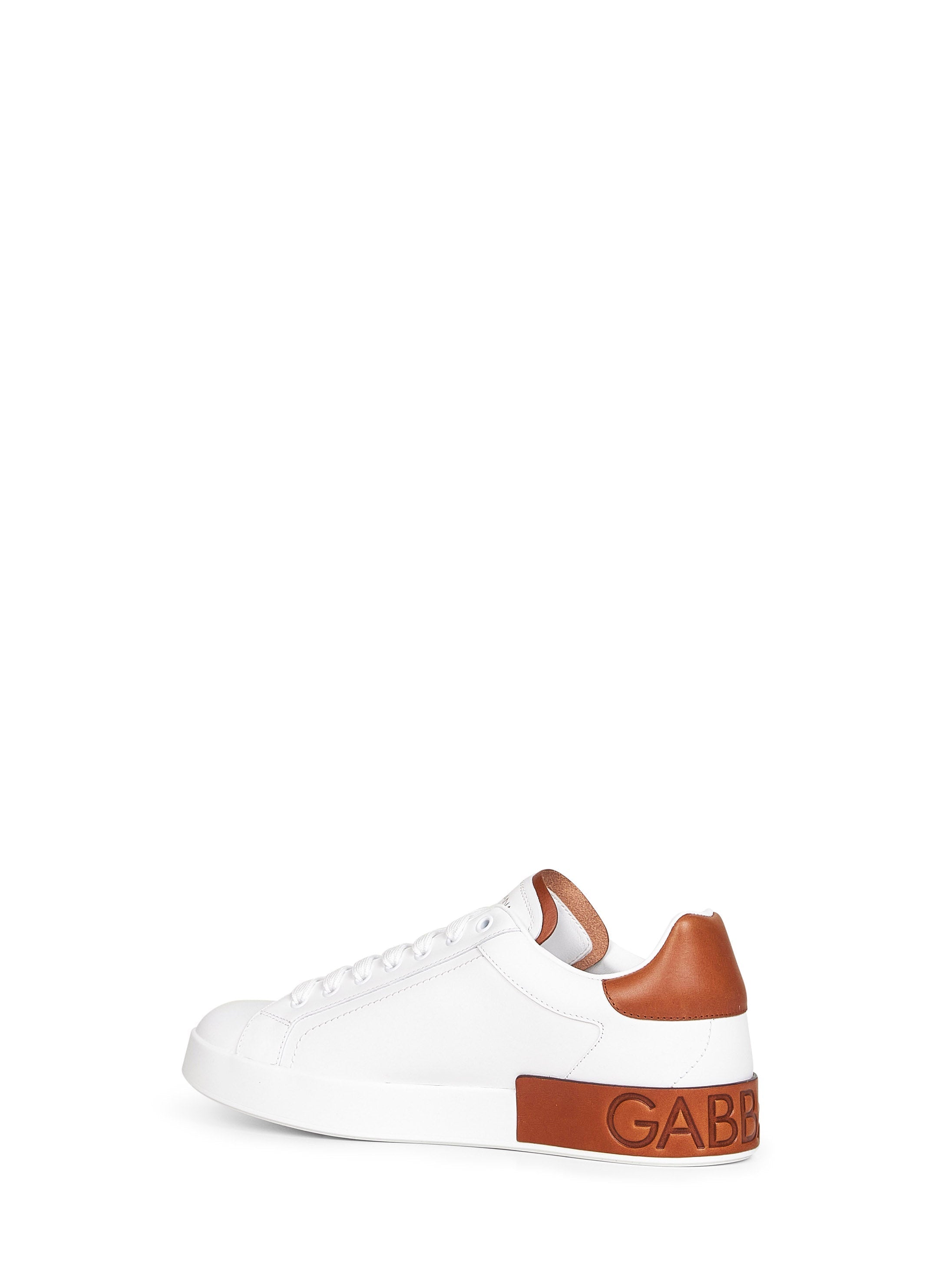 Dolce & Gabbana Men White Calf Leather Portofino Sneakers