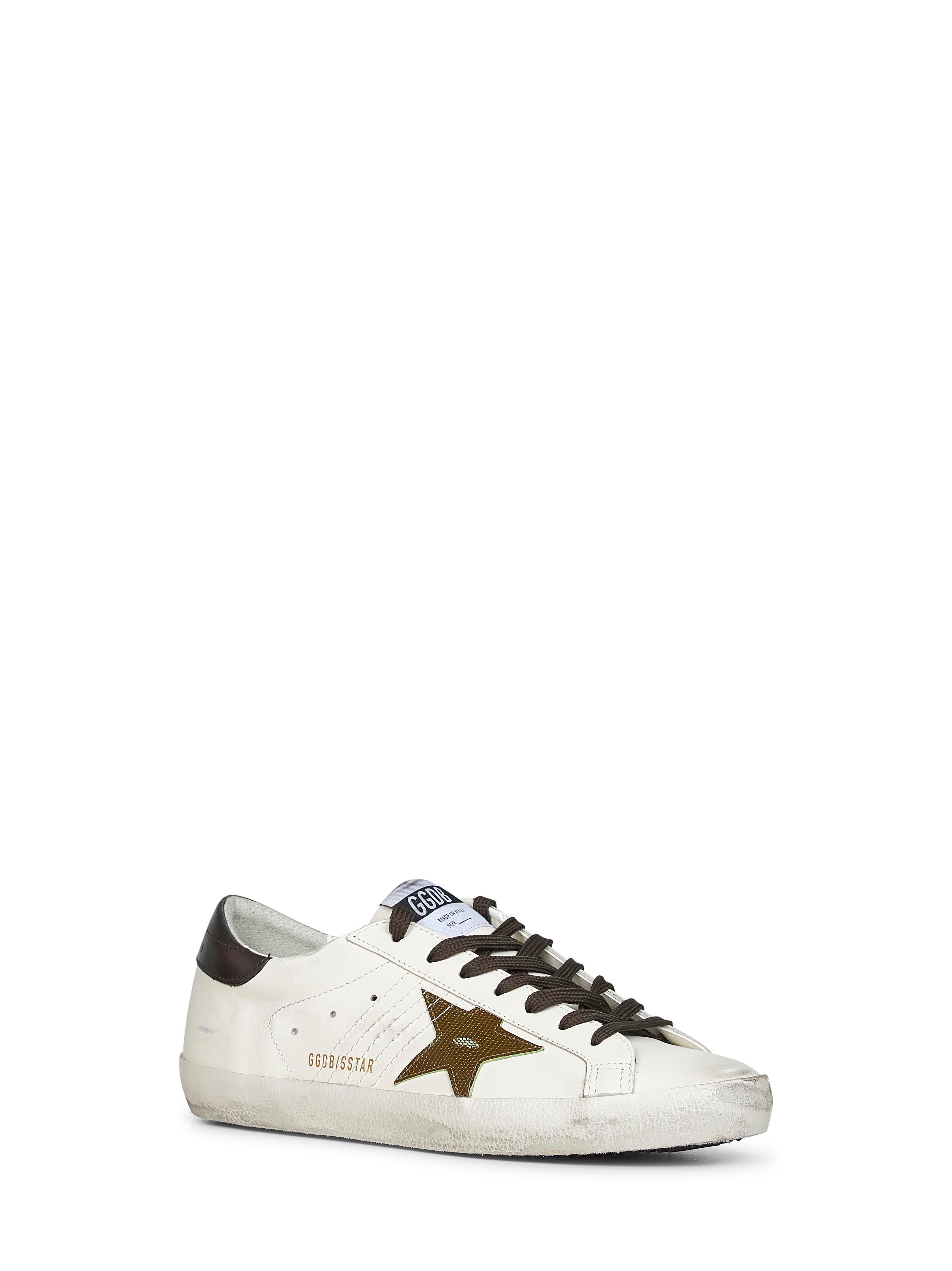 Golden Goose Men White Leather Super-Star Sneakers