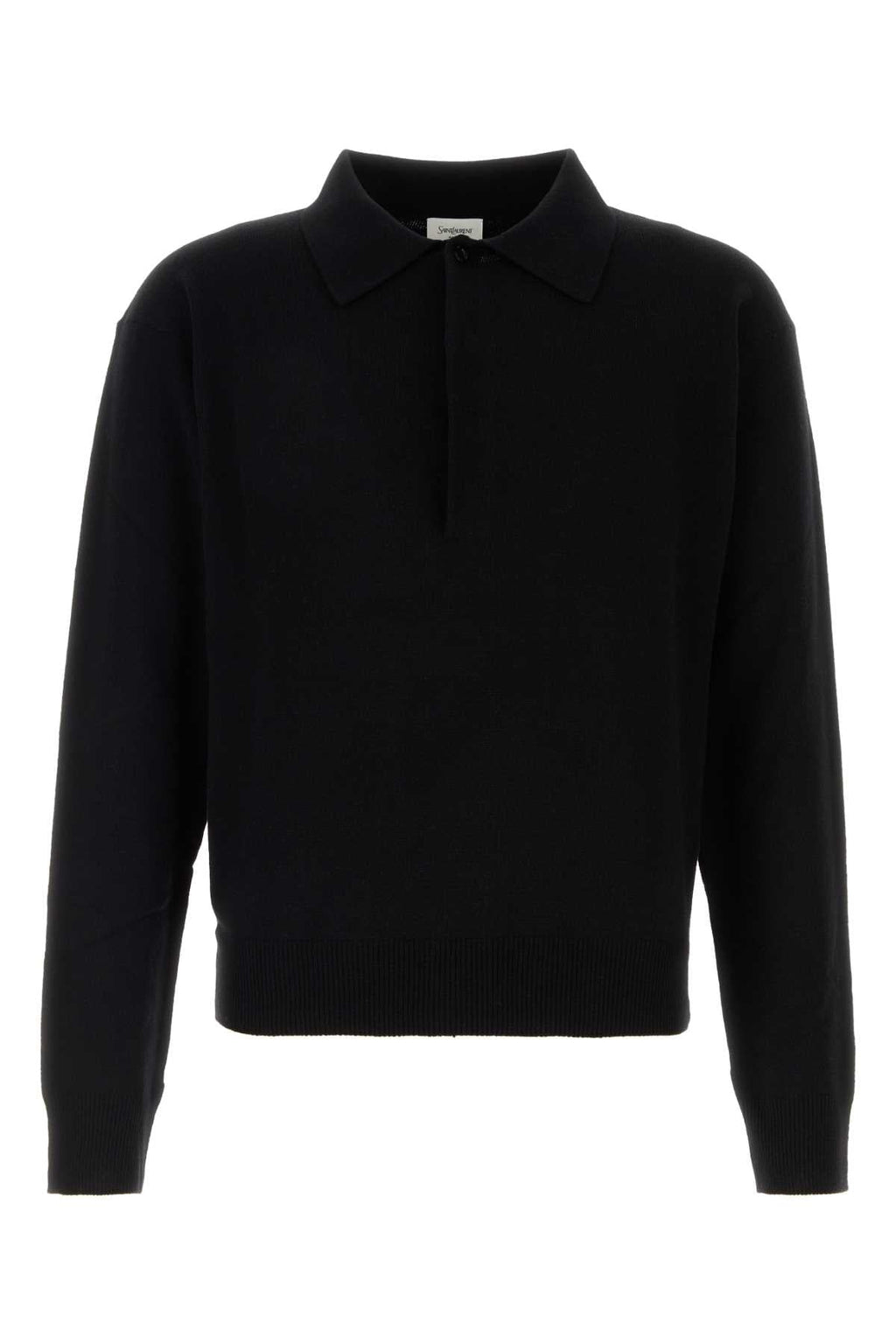 Saint Laurent Men Black Wool Polo Shirt