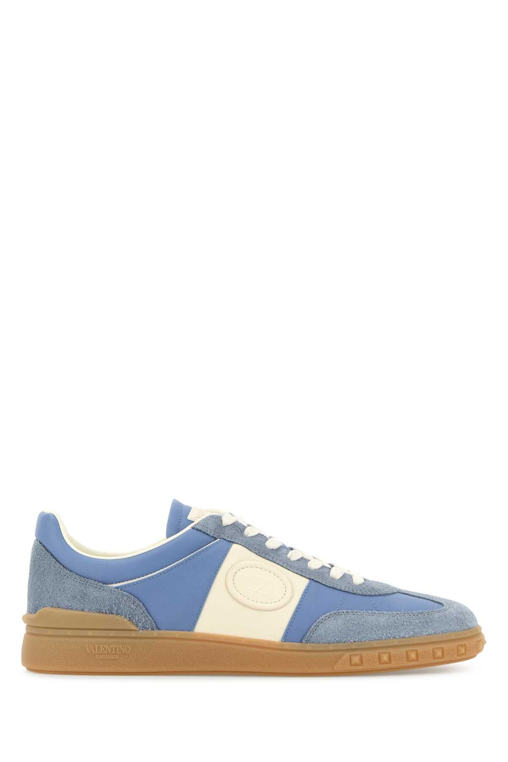 Valentino Garavani Men Light Blue Suede And Fabric Upvillage Sneakers