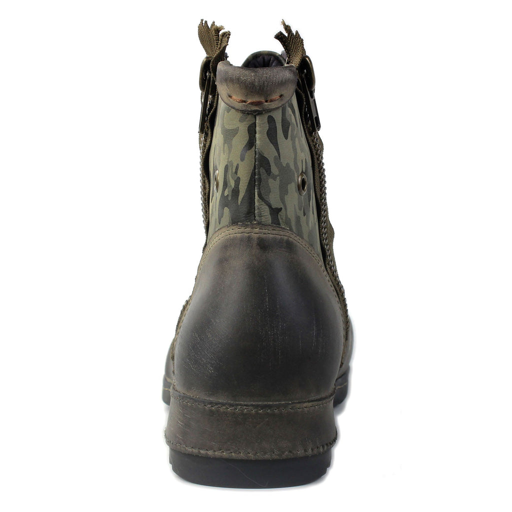 Men's Leather Ankle Moto Boots OS-5008-8-N Retro Green