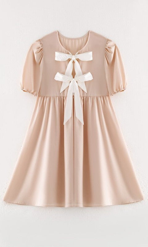 Tie front babydoll dress Beige