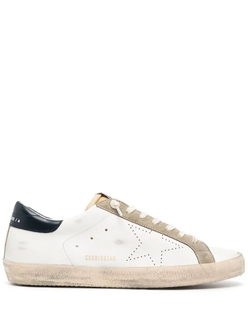 Golden Goose Men "Super Star" Leather Upper Foam Tongue Skate Star Shiny Leather Heel Sneakers