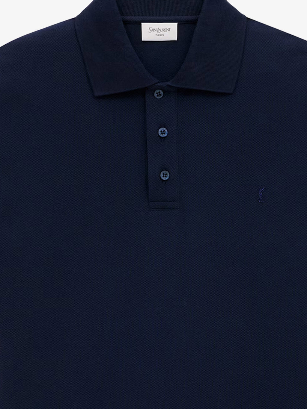 Saint Laurent Men Recycled Material Polo Shirt With Cassandre Embroidery