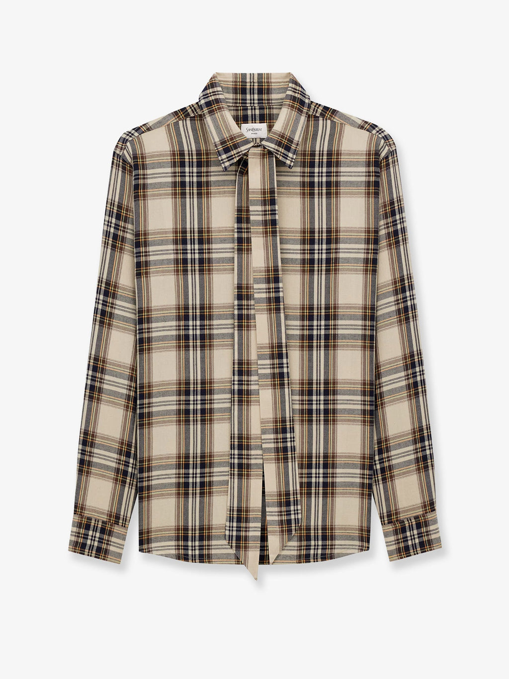 Saint Laurent Women Cotton Tartan Lavalliere Shirt