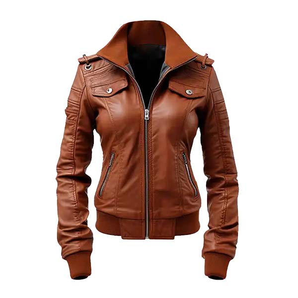 Women's Heritage Flight Genuine Leather Bomber Jacket Brown