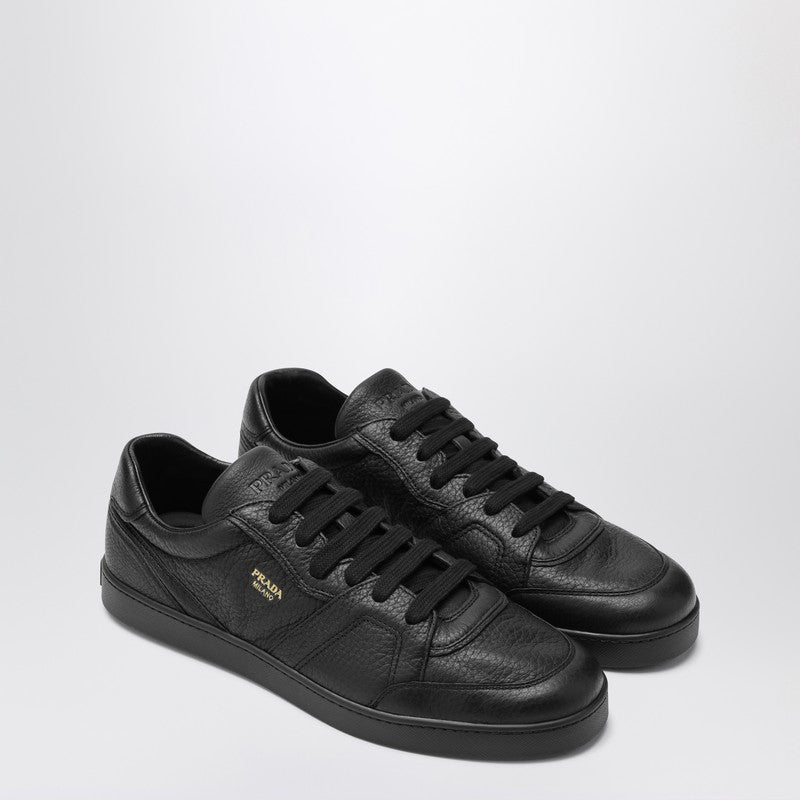Prada Black Sneakers In Hammered Leather Men