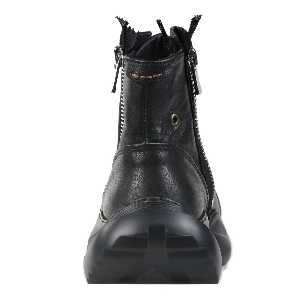 Men's Leather athletic walking Moto Boots OS-5008-S-8-Classice-Black