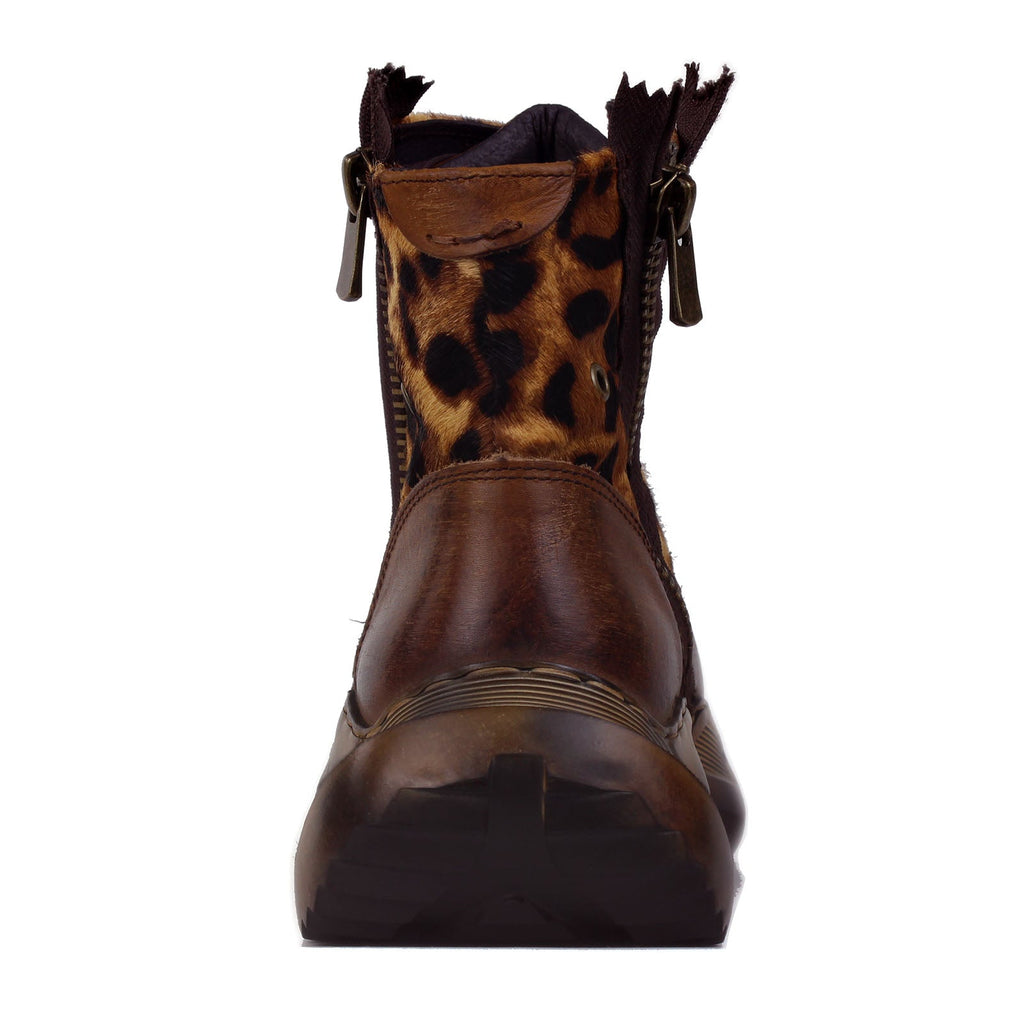 Men's Leather athletic walking Moto Boots OS-5008-S-8-Leopard