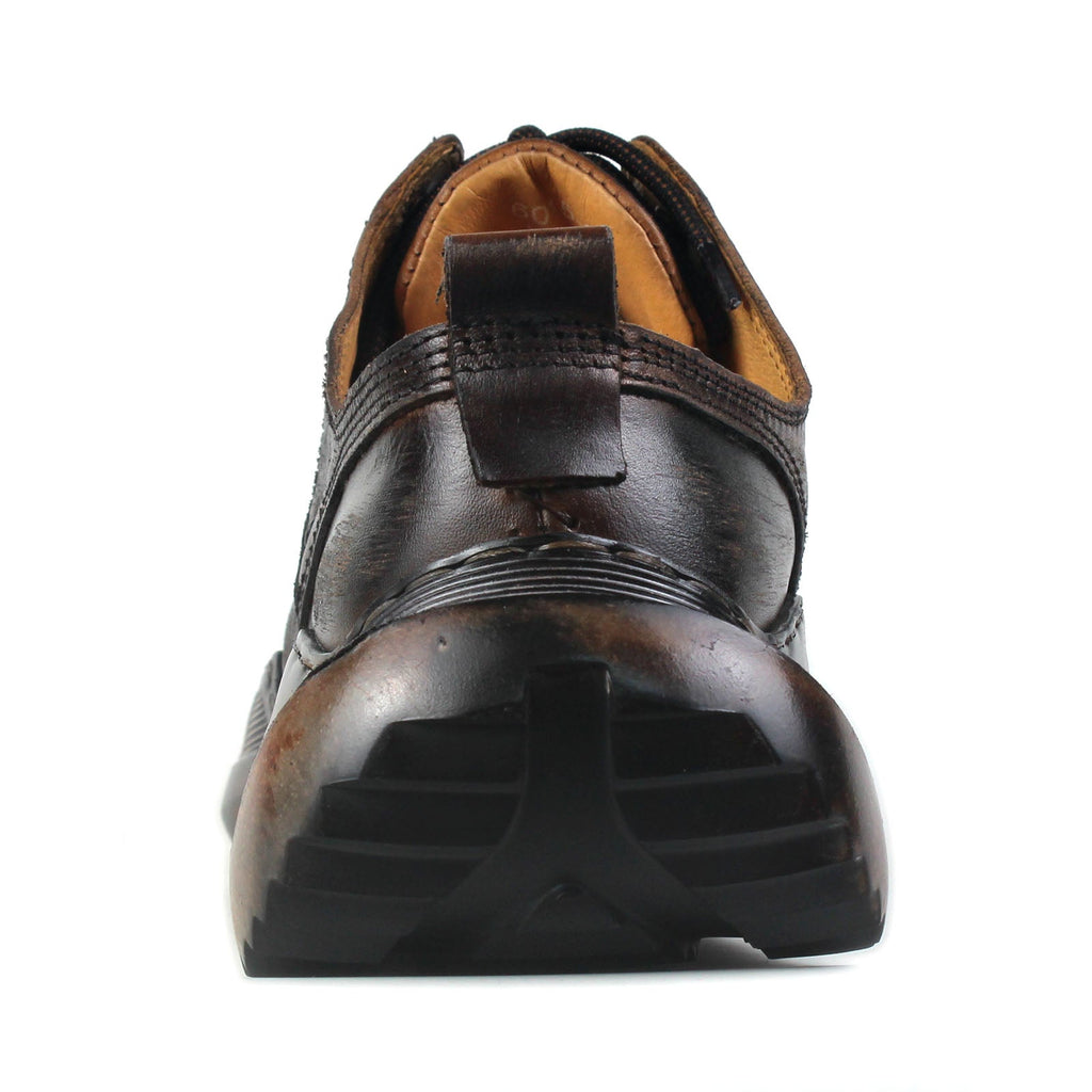 Men's Leather athletic walking Moto Boots OS-5008-S-2 Vintage Brown