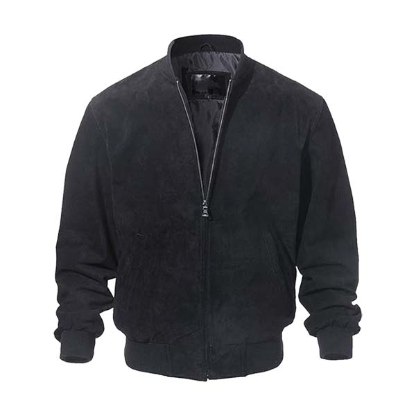 Men’s Classic Suede Leather Bomber Jacket