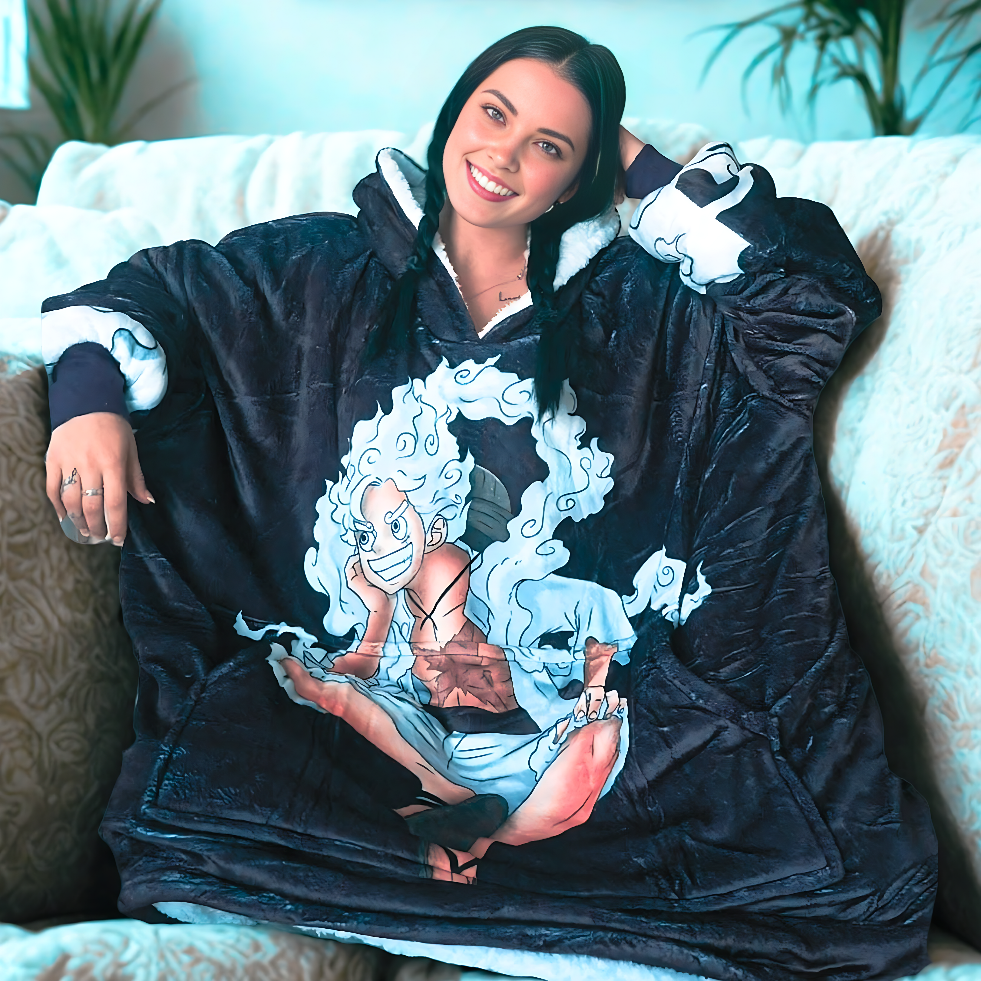 gear 5 Luffy One Piece Wearable Blanket Hoodie for Kids & Adults | OLM Toys