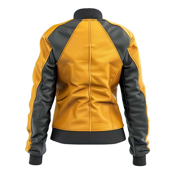 Women's Moto Sporty Genuine Leather Bomber Jacket