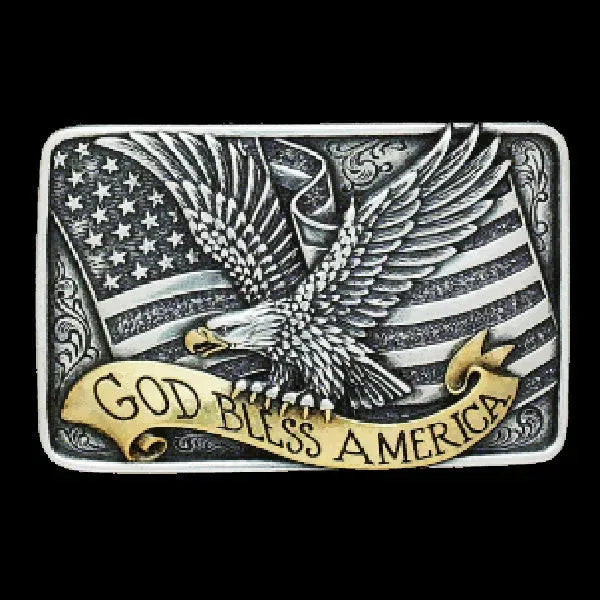 Nocona Patriotic - Belt Buckle Silver Gold