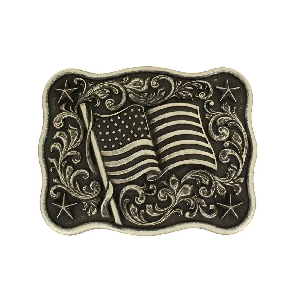 Nocona Old Glory - Belt Buckle Silver