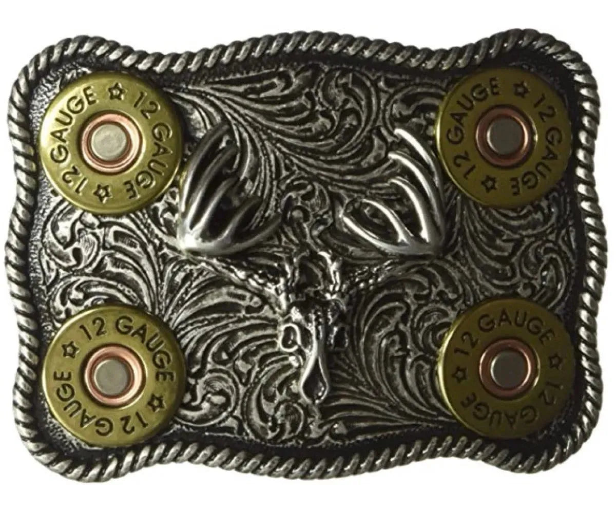 Nocona Bone Collector Shotgun Shell - Belt Buckle Silver Gold