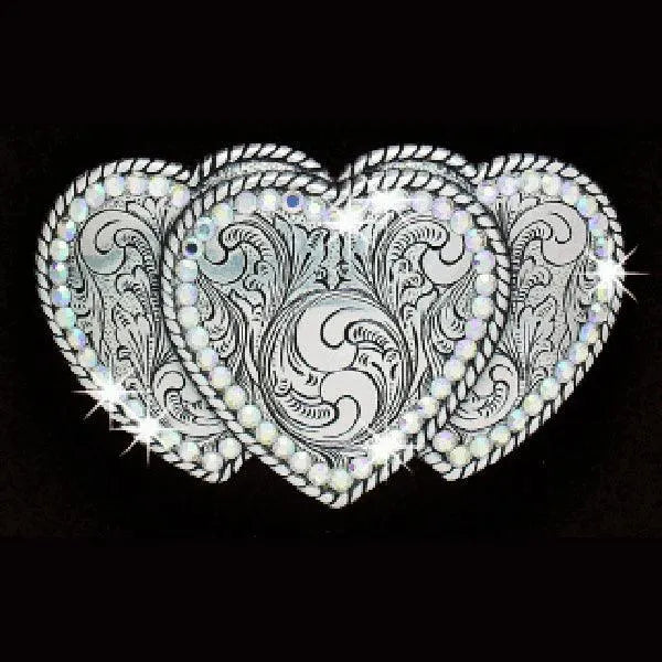 Nocona Hearts Embrace - Women's Belt Buckle Silver