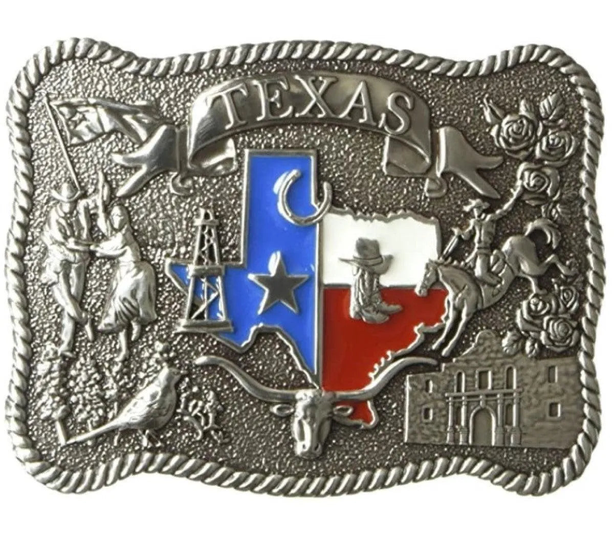 Nocona State of Texas - Belt Buckle Silver