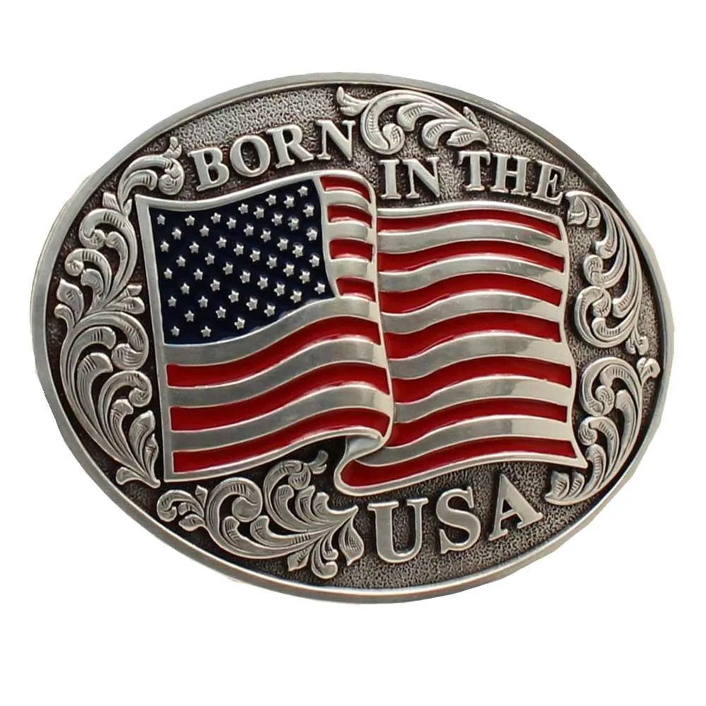 Nocona Born in the USA - Belt Buckle Silver