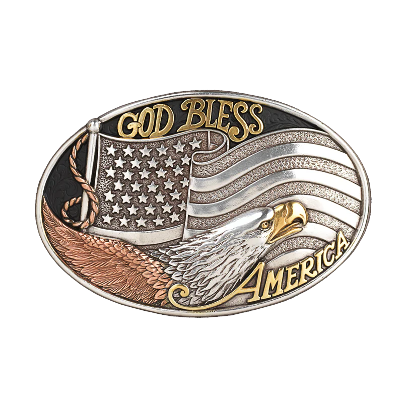 Nocona God Bless America (Silver/Gold) - Belt Buckle Silver Gold